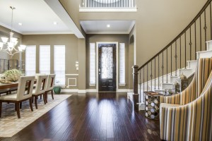 Entry with Nail Down Hand Scraped Hardwoods.