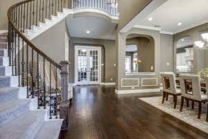 Curved Staircase with additional added beam to separate dining room.